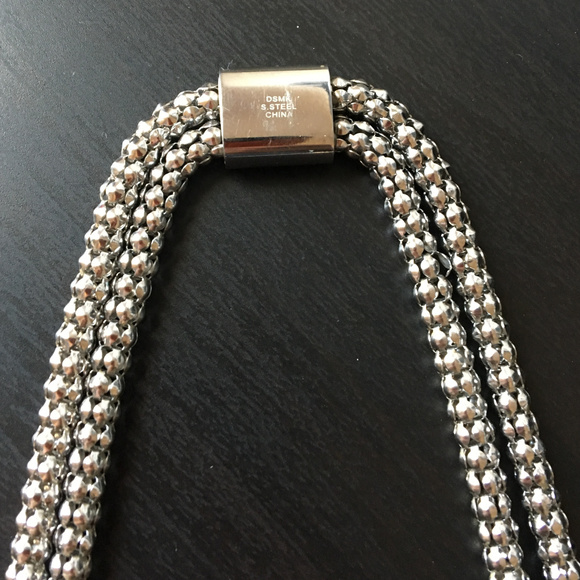 DSMK Stainless Steel Crystal 18" Choker Necklace Rare - Picture 5 of 5